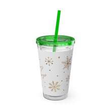 Load image into Gallery viewer, Happy Holidays Tumbler with Straw, 16oz
