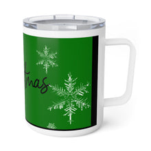 Load image into Gallery viewer, Green Merry Christmas Insulated Coffee Mug, 10oz
