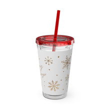 Load image into Gallery viewer, Happy Holidays Tumbler with Straw, 16oz