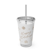 Load image into Gallery viewer, Happy Holidays Tumbler with Straw, 16oz