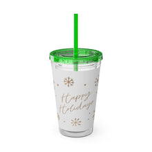 Load image into Gallery viewer, Happy Holidays Tumbler with Straw, 16oz