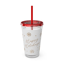 Load image into Gallery viewer, Happy Holidays Tumbler with Straw, 16oz