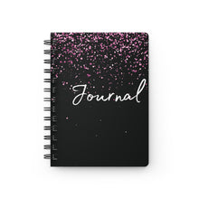 Load image into Gallery viewer, Black and pink glitter Spiral Bound Journal
