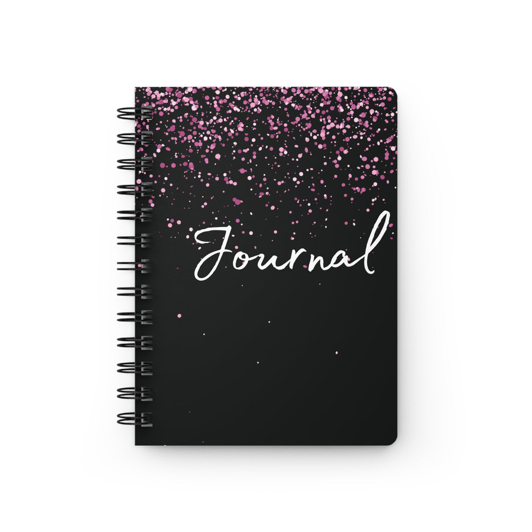 Black and pink glitter Spiral Bound Journal