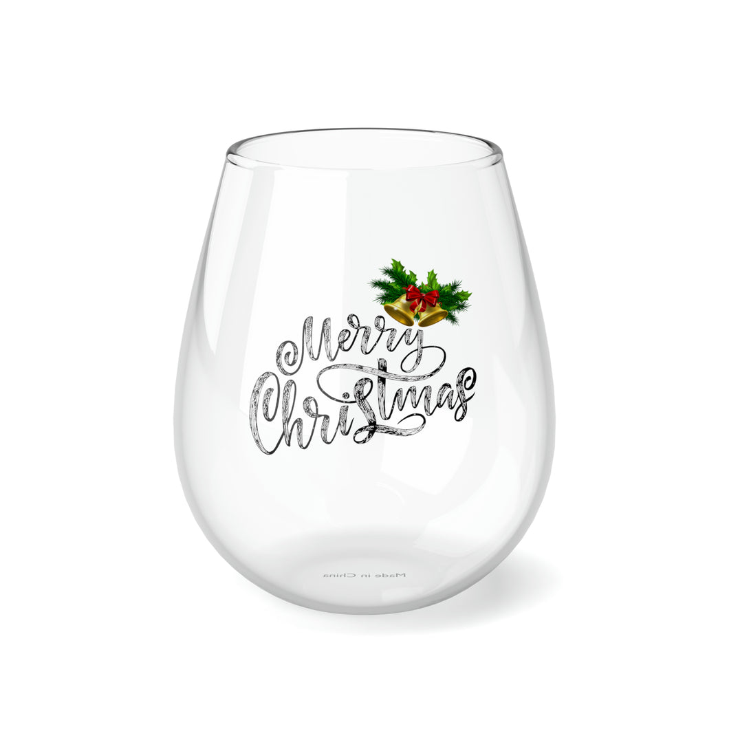 Merry Christmas Stemless Wine Glass, 11.75oz