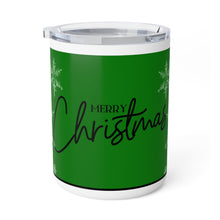 Load image into Gallery viewer, Green Merry Christmas Insulated Coffee Mug, 10oz
