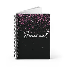 Load image into Gallery viewer, Black and pink glitter Spiral Bound Journal
